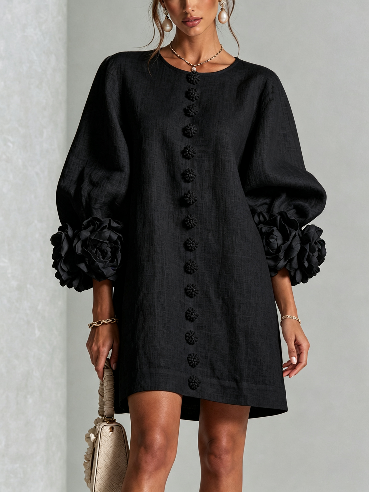 Robe Mini Florale Boutonnée