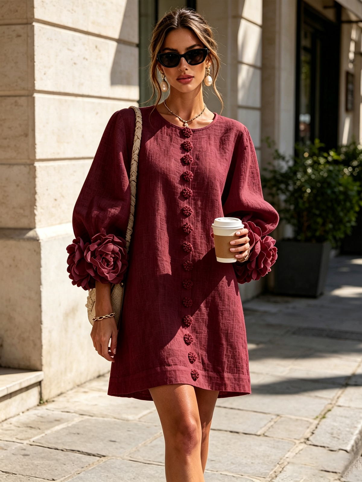 Robe Mini Florale Boutonnée