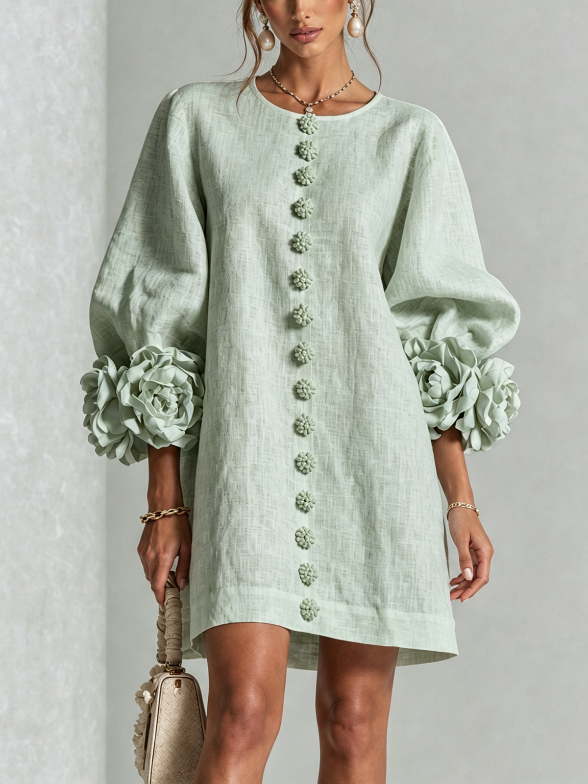 Robe Mini Florale Boutonnée